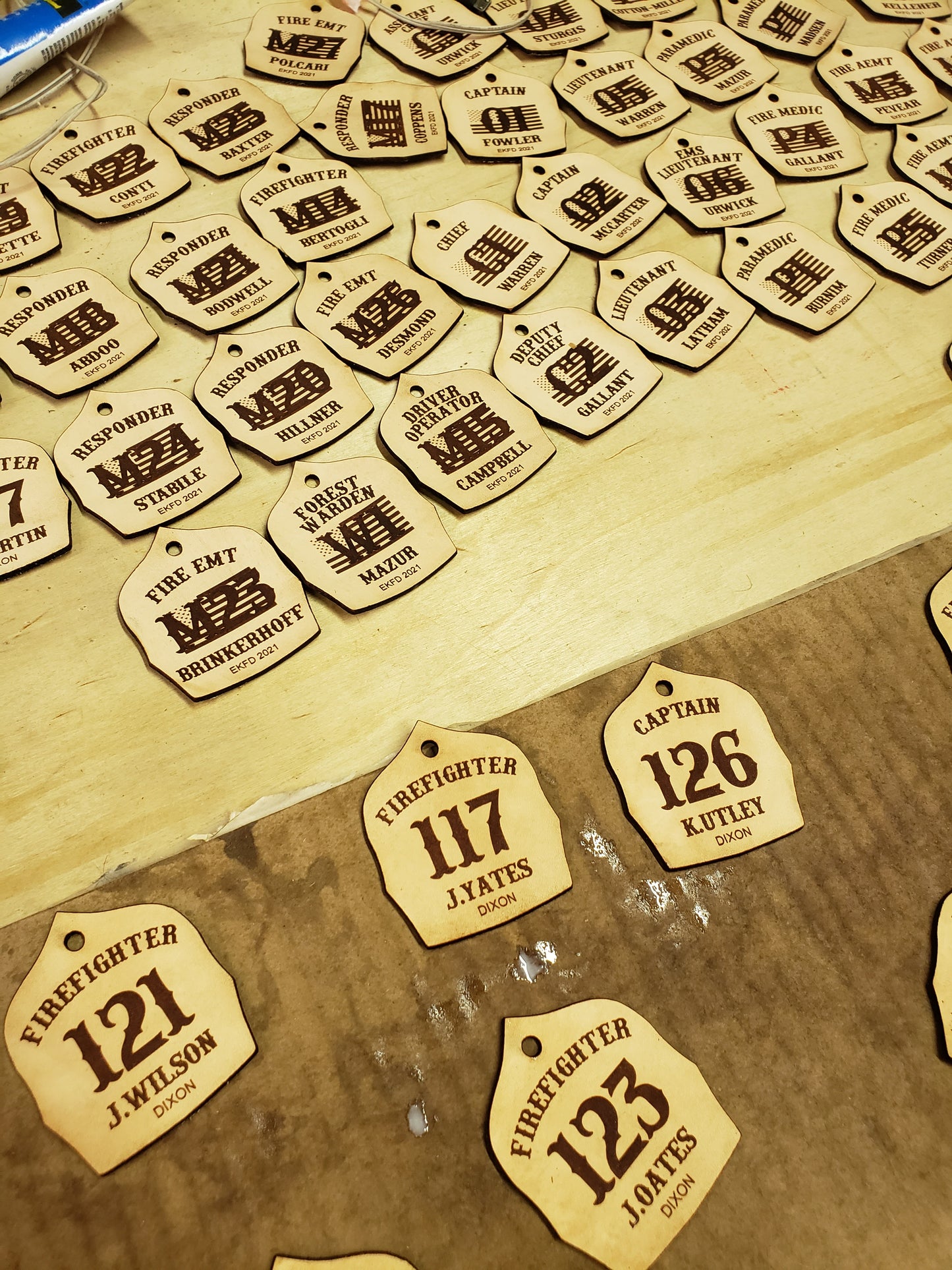 Laser Engraved Firefighter Helmet Shield Keychain | Customizable Gear Tag