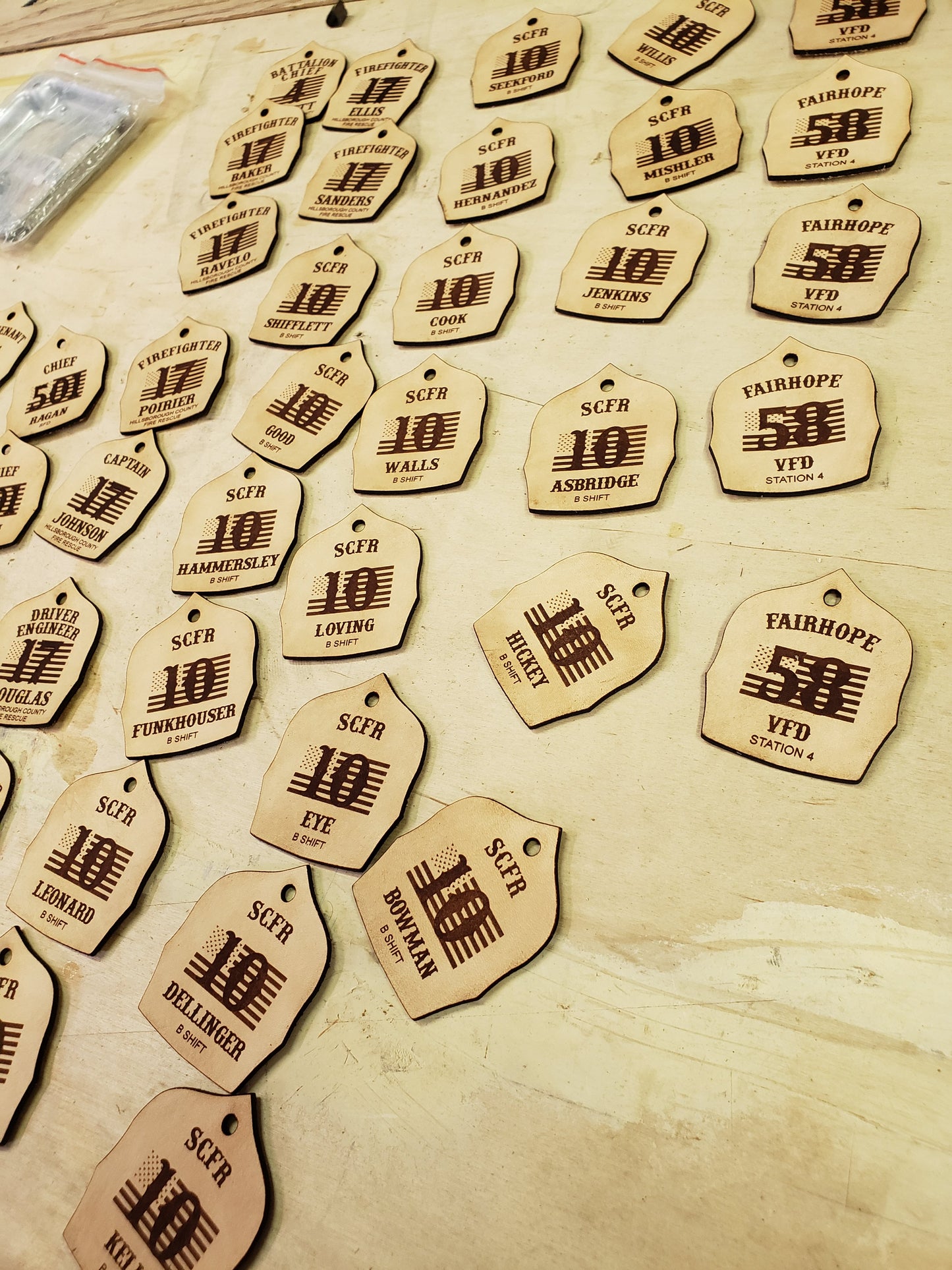 Laser Engraved Firefighter Helmet Shield Keychain | Customizable Gear Tag