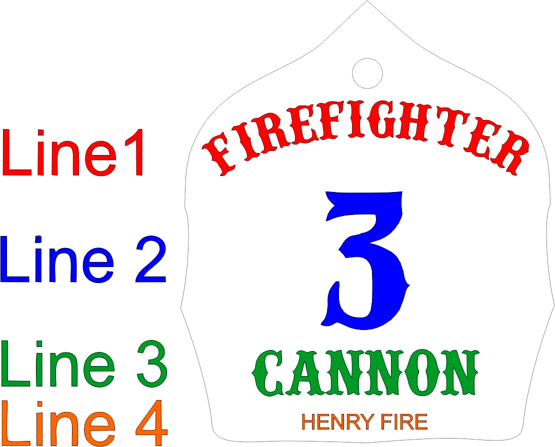 Plastic Personalized Firefighter Helmet Shield Keychain | Custom Engraved Gear Tag