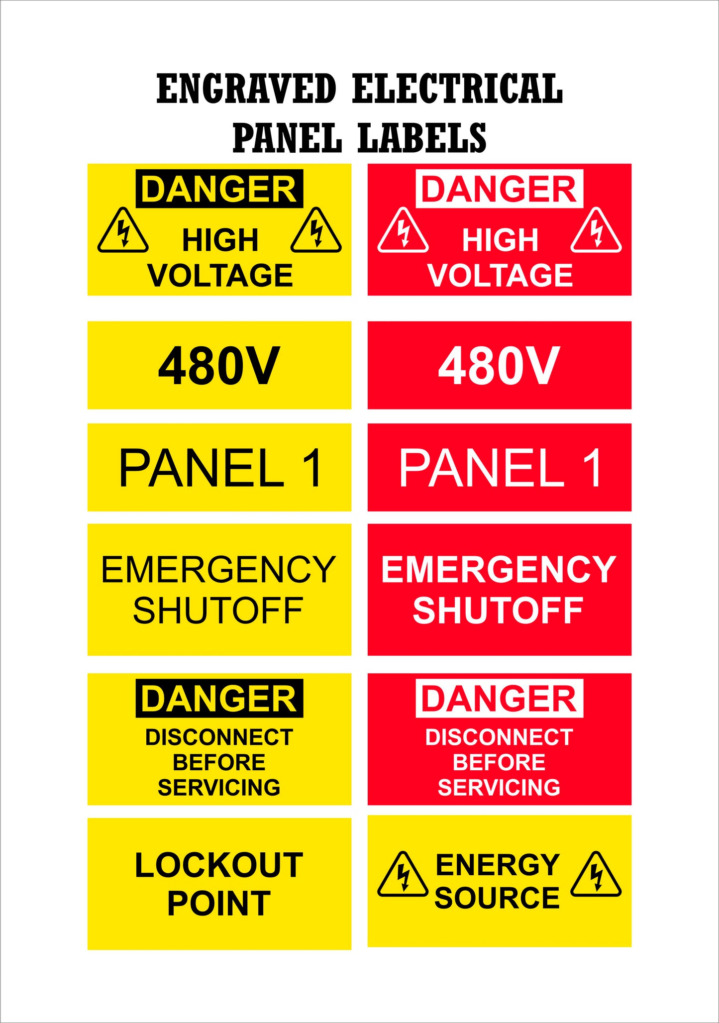 Electrical Panel Labels | Custom Engraved Breaker Panel Label